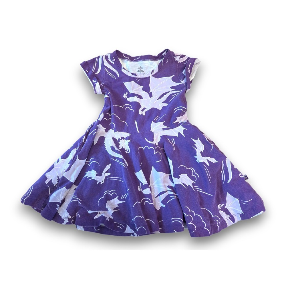 Princess Awesome Twirl Dress Purple Pocket Dragon Short Sleeve Girls 3T